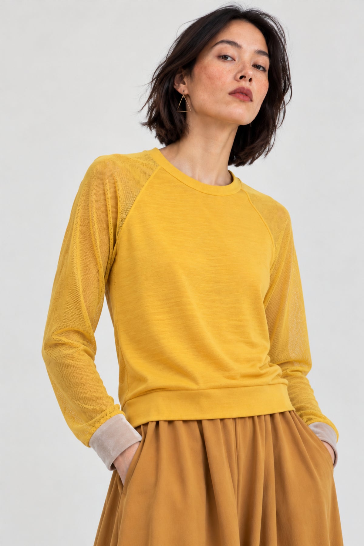 Basic Raglan Longsleeve Mesh sonnengelb