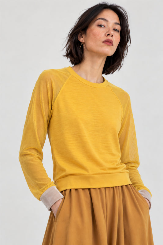 Basic Raglan Longsleeve Mesh sonnengelb
