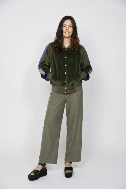 College Jacket Back2Cool green Velvet