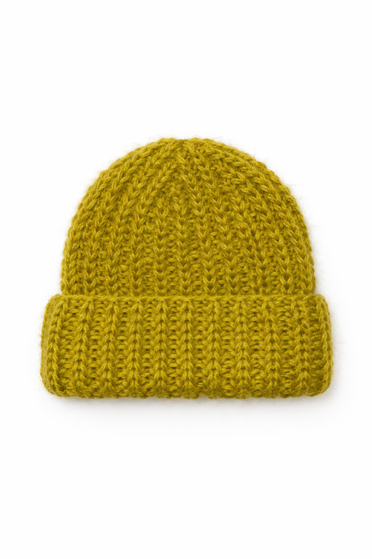 HANDKNITTED BEANIE ALPACA SILK MERINO MUSTARD YELLOW