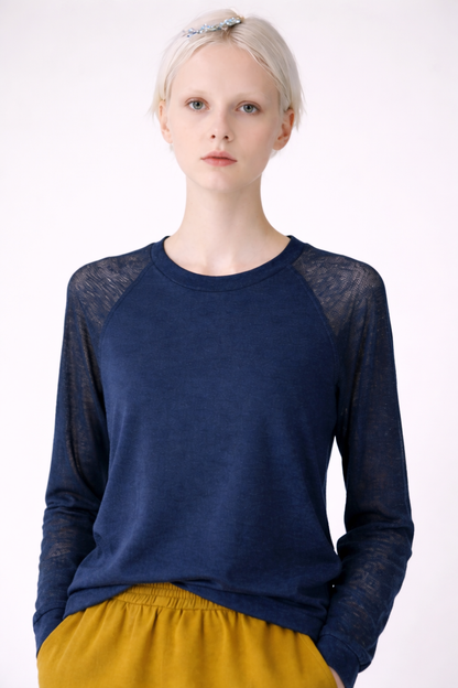 BASIC RAGLAN MESH SHIRT DARK BLUE