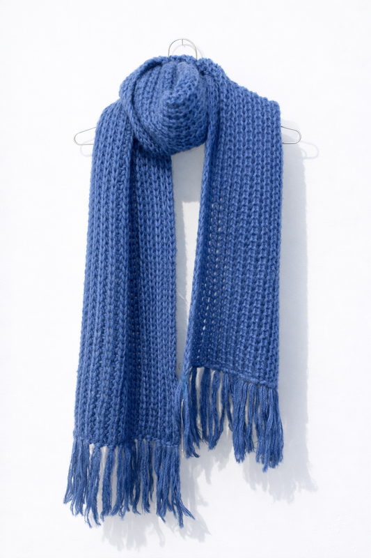 XXL HANDKNITTED SCARF DUSTY BLUE