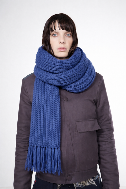 XXL HANDKNITTED SCARF DUSTY BLUE