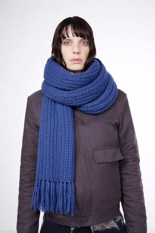XXL HANDKNITTED SCARF DUSTY BLUE