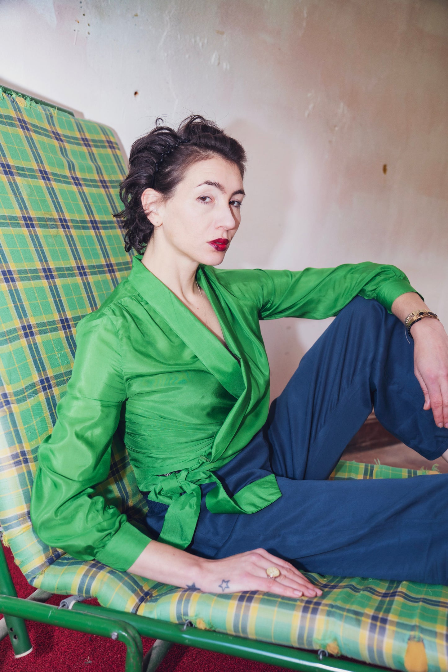 Wrapblouse iridescent green