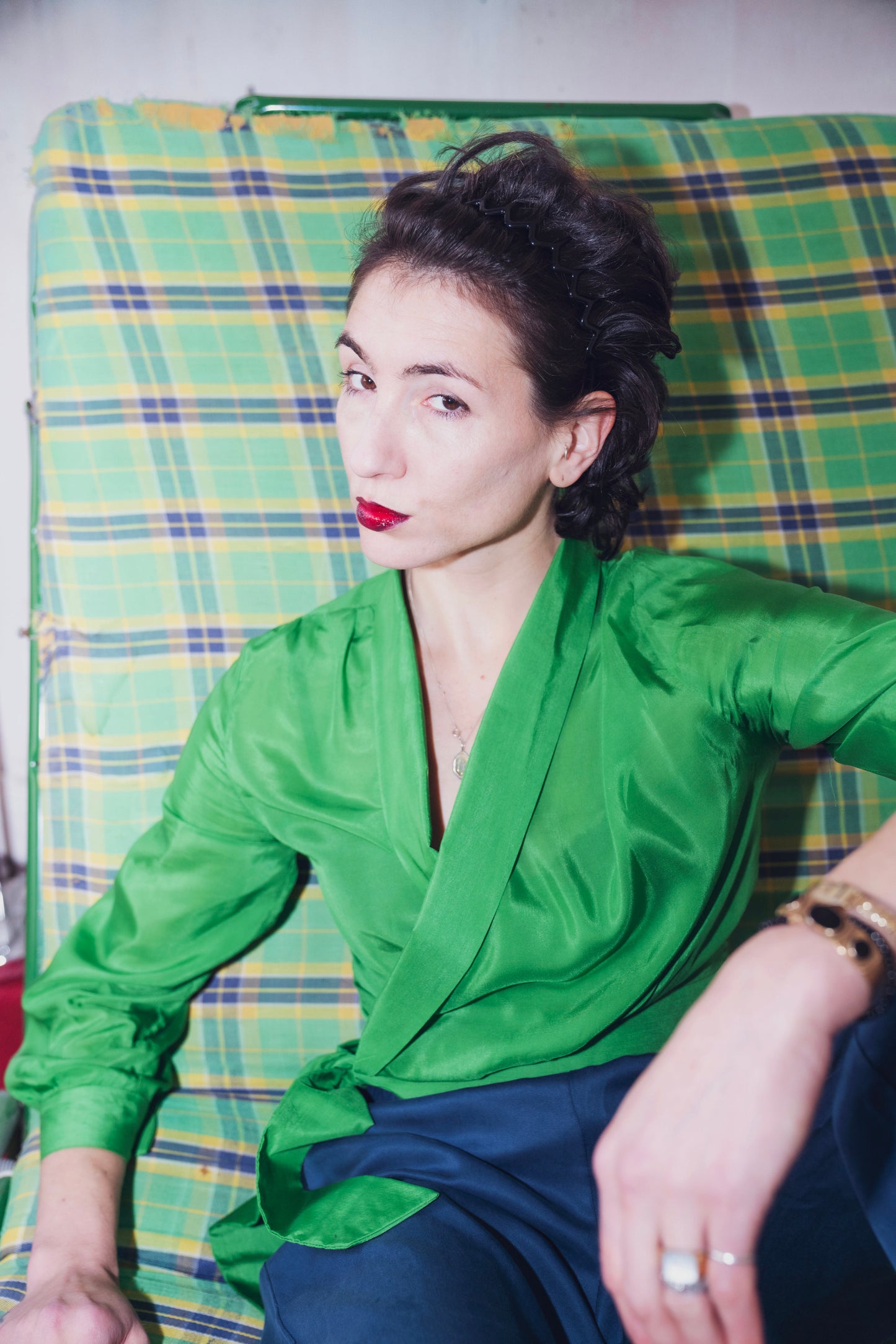 Wrapblouse iridescent green