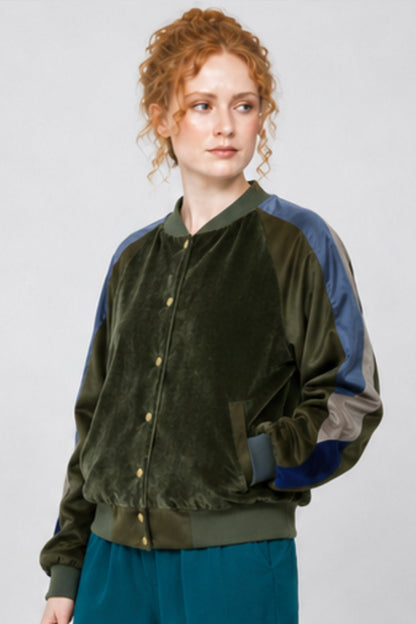 College Jacket Back2Cool green Velvet