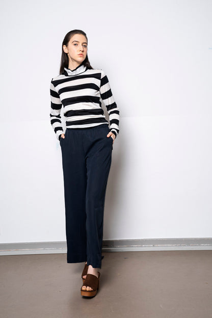 elegant tencel trousers BUTTON dark dusty blue