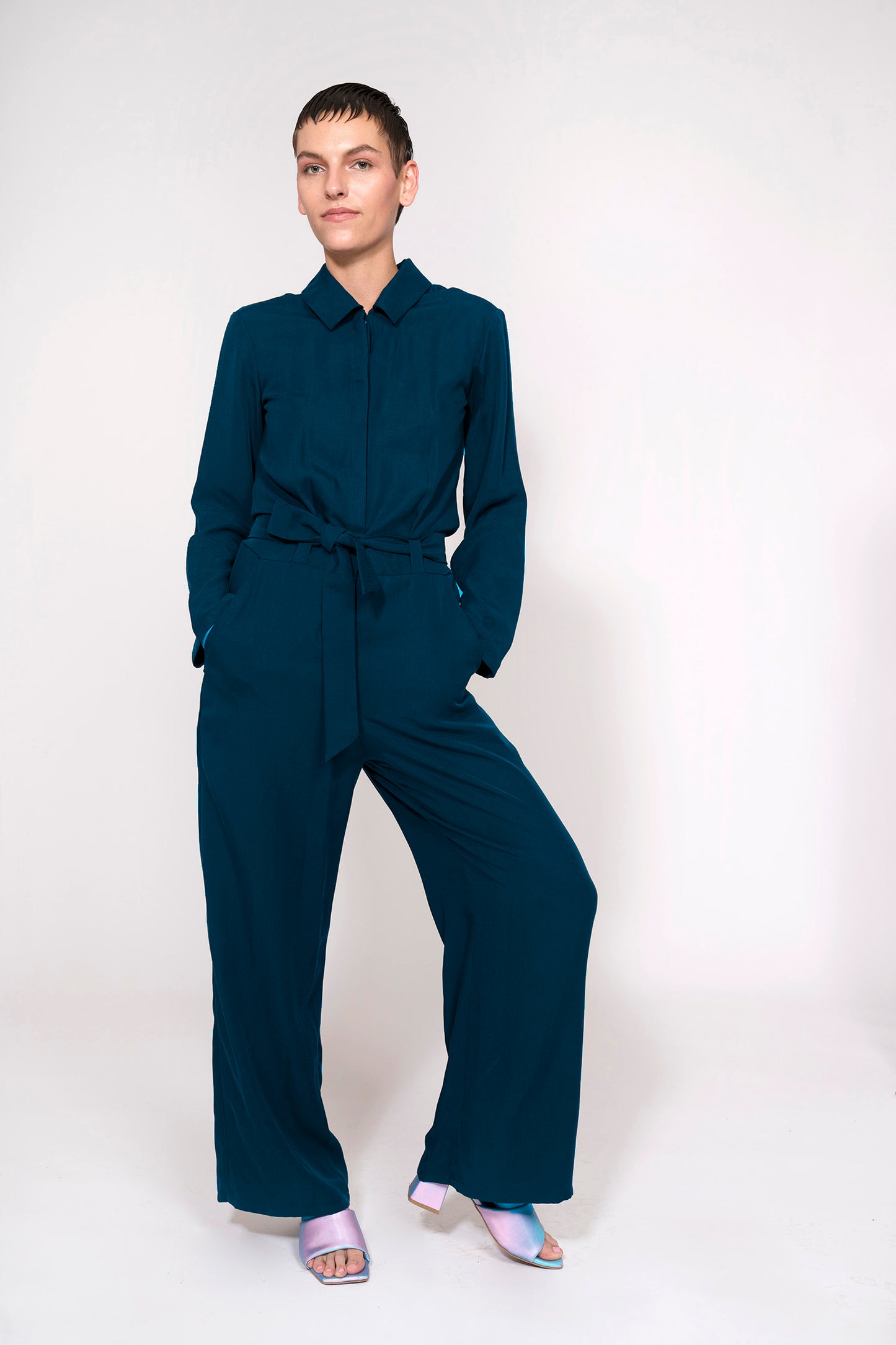 elegant Tencel Overall VARA mysical steel blue