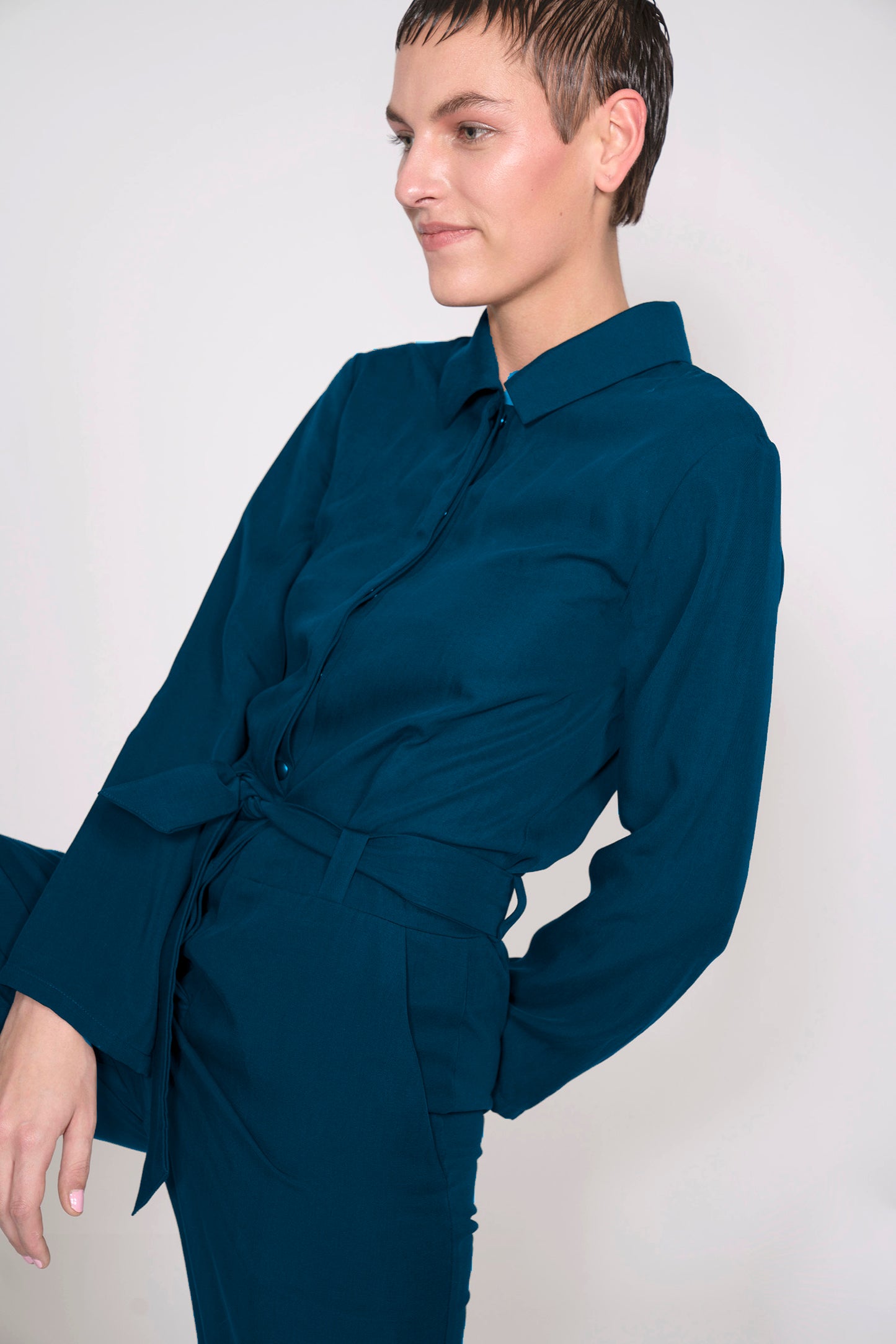 elegant Tencel Overall VARA mysical steel blue