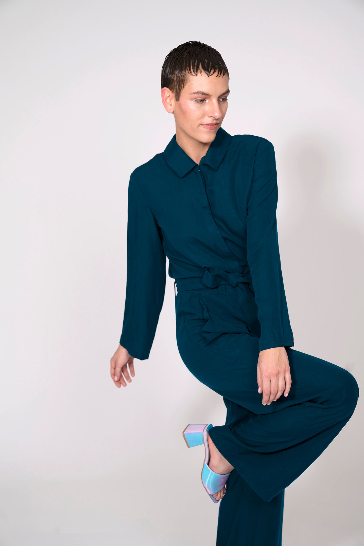 elegant Tencel Overall VARA mysical steel blue